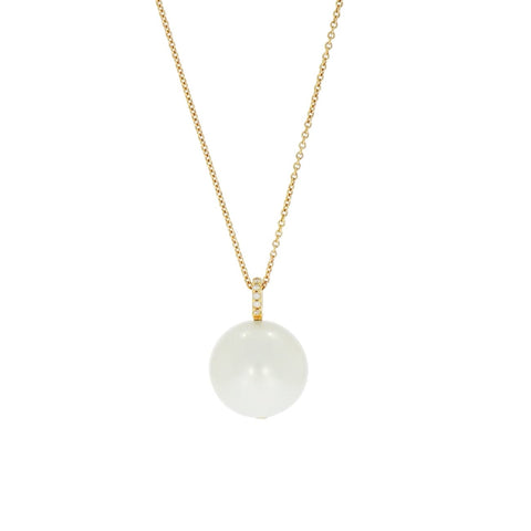 12mm White Akoya Cultured Pearl with Diamond necklace