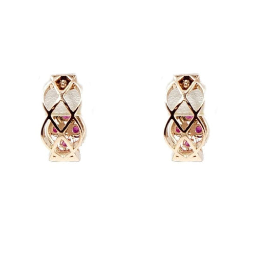 Estate Jewelry - 14K Rose Gold Diamond and Ruby Earrings | Manfredi Jewels
