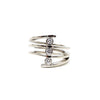 Estate Jewelry - 14K White Gold 3 Diamond Bezel Ring | Manfredi Jewels