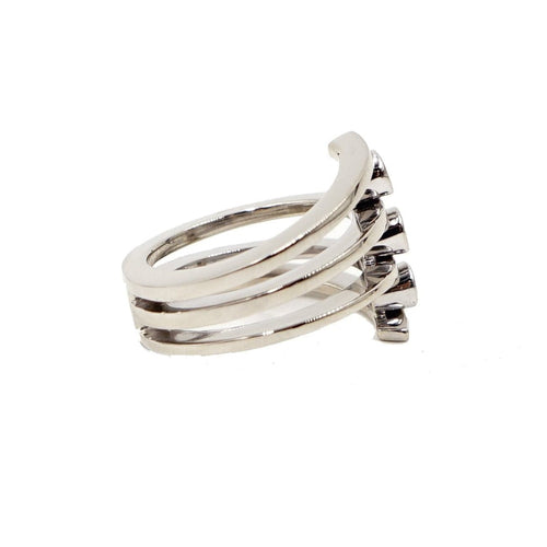 Estate Jewelry - 14K White Gold 3 Diamond Bezel Ring | Manfredi Jewels