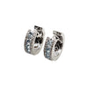 Estate Jewelry - 14K White Gold Diamond and Blue Topaz Hoop Earrings | Manfredi Jewels