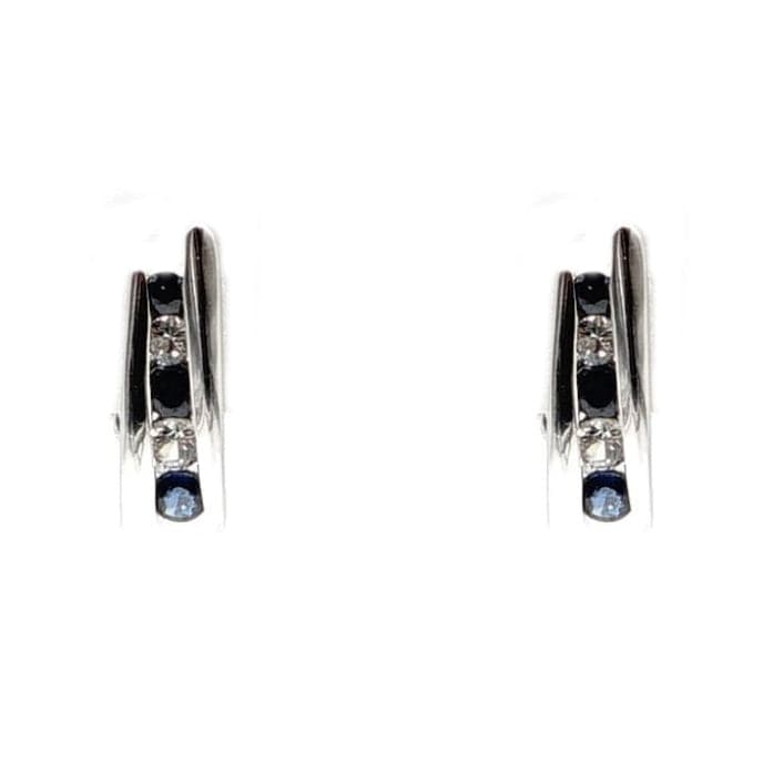 Estate Jewelry - 14K White Gold Diamond and Sapphire Earrings | Manfredi Jewels