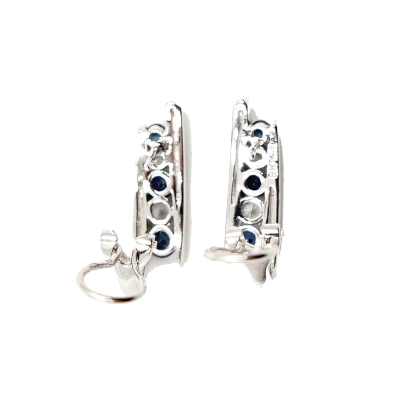 Estate Jewelry - 14K White Gold Diamond and Sapphire Earrings | Manfredi Jewels
