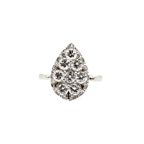 Estate Jewelry - 14K White Gold Diamond Pear Shape Ring | Manfredi Jewels