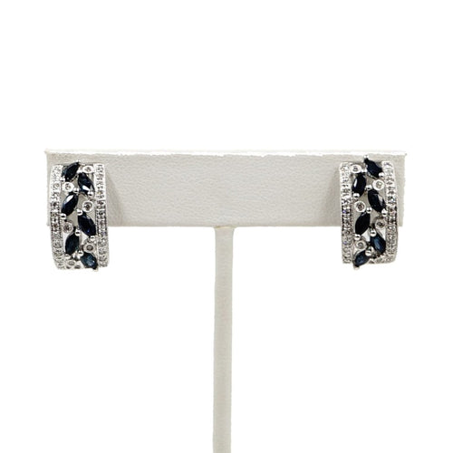 Estate Jewelry - 14K White Gold Sapphire and Diamond Earrings | Manfredi Jewels
