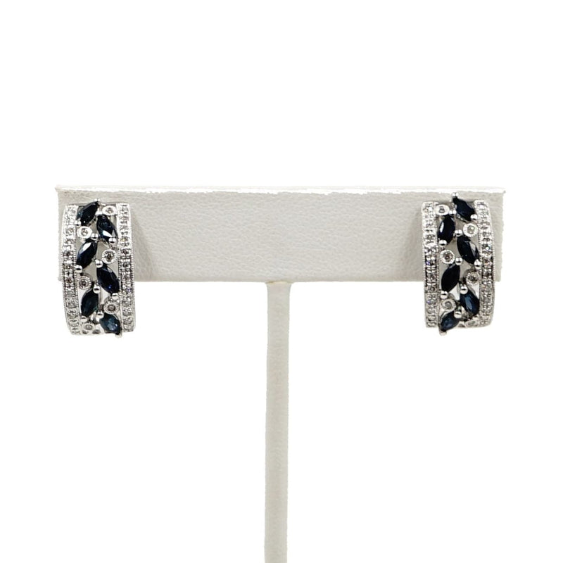 Estate Jewelry - 14K White Gold Sapphire and Diamond Earrings | Manfredi Jewels