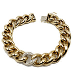Estate Jewelry Estate Jewelry - 14K YELLOW GOLD CURB CHAIN DIAMOND BRACELET | Manfredi Jewels