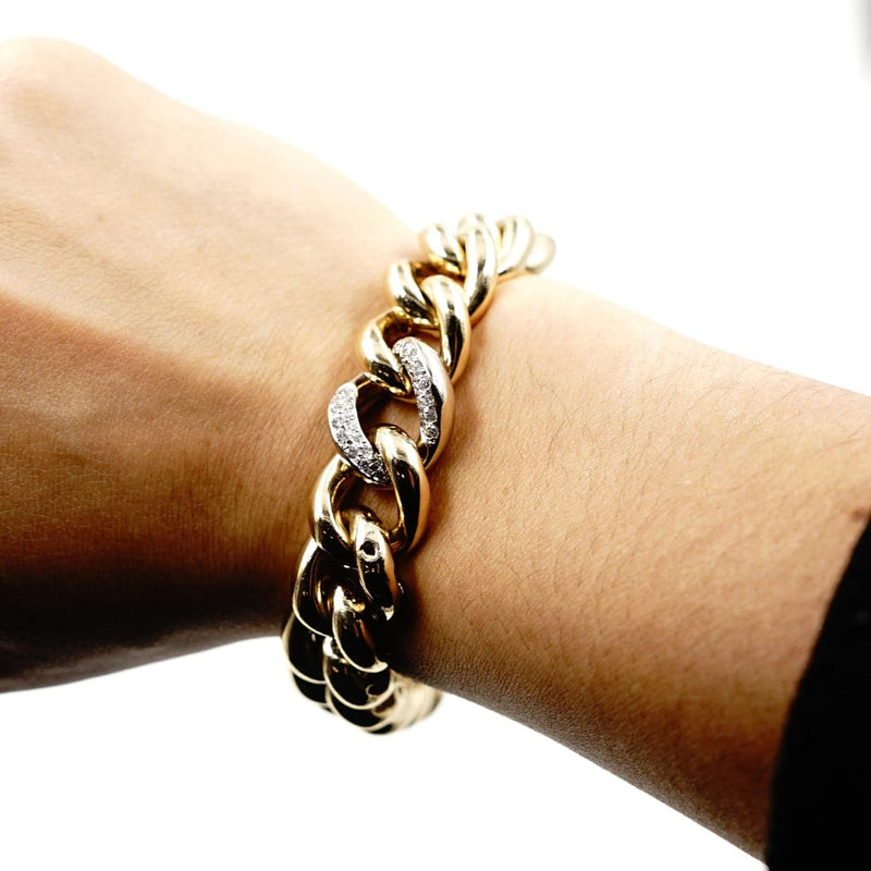 Estate Jewelry Estate Jewelry - 14K YELLOW GOLD CURB CHAIN DIAMOND BRACELET | Manfredi Jewels
