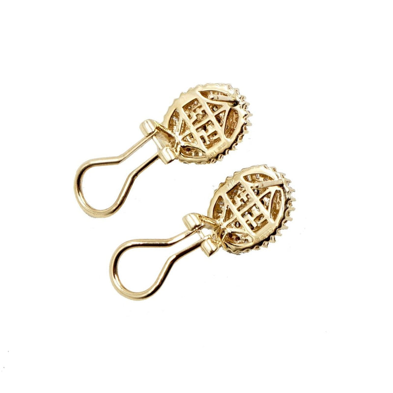 Estate Jewelry Estate Jewelry - 14K Yellow Gold Diamond Oval Earrings | Manfredi Jewels