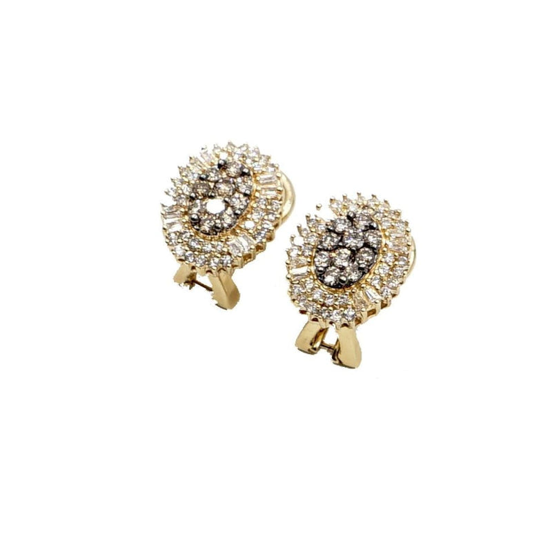 Estate Jewelry Estate Jewelry - 14K Yellow Gold Diamond Oval Earrings | Manfredi Jewels