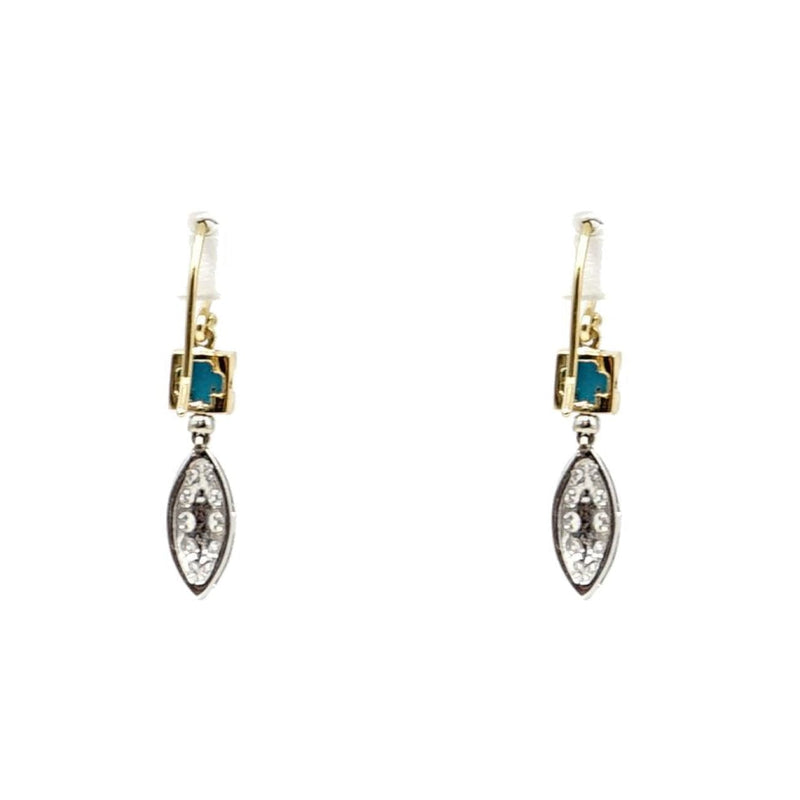 Estate Jewelry - 18K Diamond and Turquoise Earrings | Manfredi Jewels