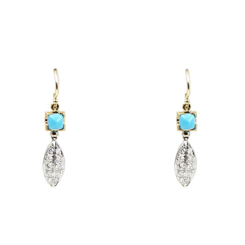 18K Diamond and Turquoise Earrings