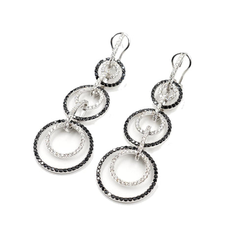 18K White Gold Art Deco Drop Earrings