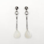Estate Jewelry Estate Jewelry - 18K White Gold Diamond Art Deco Moonstone Drop Earrings | Manfredi Jewels