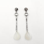 Estate Jewelry Estate Jewelry - 18K White Gold Diamond Art Deco Moonstone Drop Earrings | Manfredi Jewels