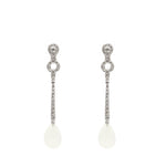 Estate Jewelry Estate Jewelry - 18K White Gold Diamond Art Deco Moonstone Drop Earrings | Manfredi Jewels