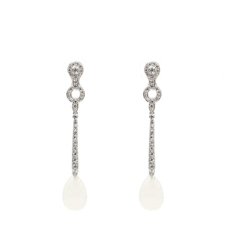 Estate Jewelry Estate Jewelry - 18K White Gold Diamond Art Deco Moonstone Drop Earrings | Manfredi Jewels