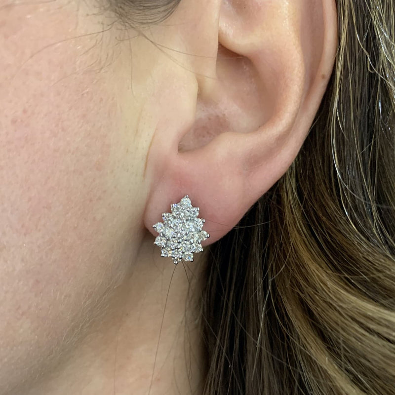 Estate Jewelry - 18K White Gold Diamond cluster Earrings | Manfredi Jewels