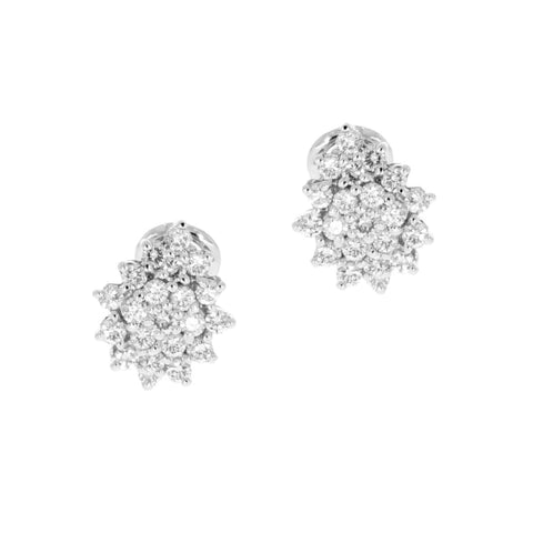 18K White Gold Diamond cluster Earrings