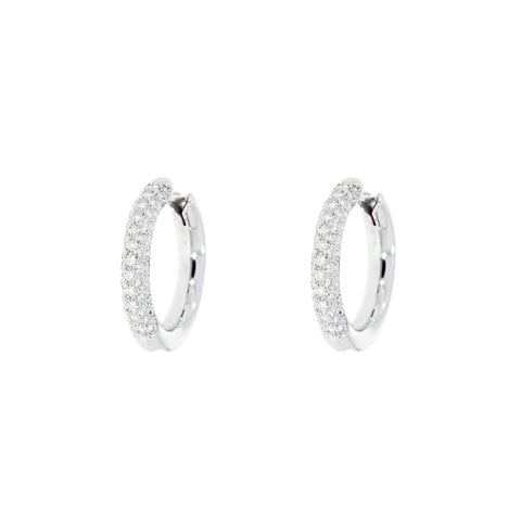 18K White Gold Diamond Pave Hoop Earrings