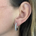 Estate Jewelry - 18K White Gold Diamond Pave Hoop Earrings | Manfredi Jewels