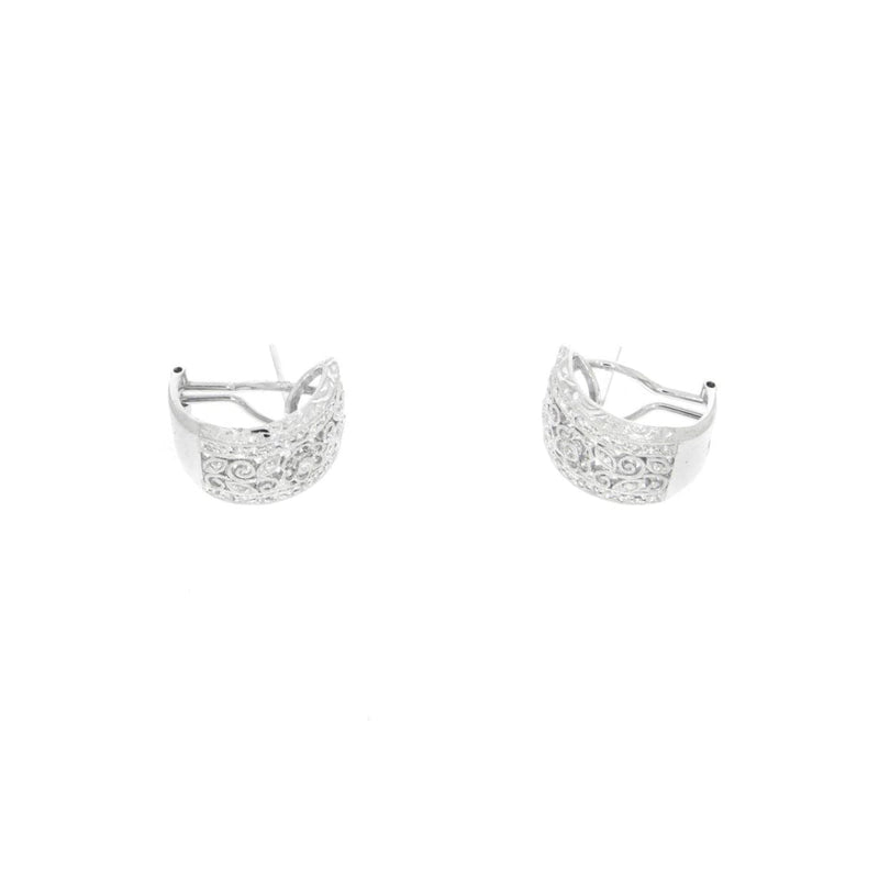 Estate Jewelry - 18k White Gold Diamond Pave Hoops | Manfredi Jewels