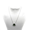 Estate Jewelry - 18K White Gold Green Tourmaline Drop Diamond Pendant | Manfredi Jewels