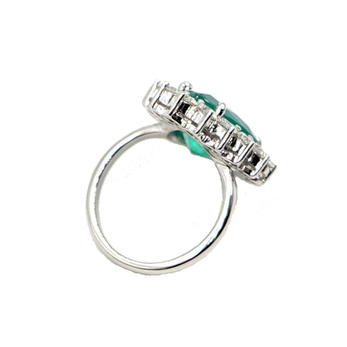 Estate Jewelry - 18k White Gold Pear Emerald Ring | Manfredi Jewels