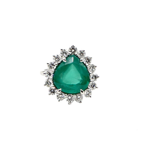 18k White Gold Pear Emerald Ring