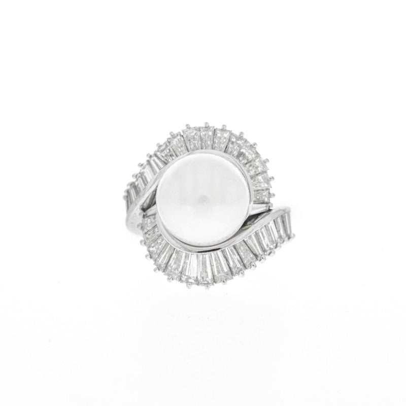 Estate Jewelry - 18K White Gold Pearl and Diamonds Ring | Manfredi Jewels