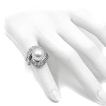 Estate Jewelry - 18K White Gold Pearl and Diamonds Ring | Manfredi Jewels