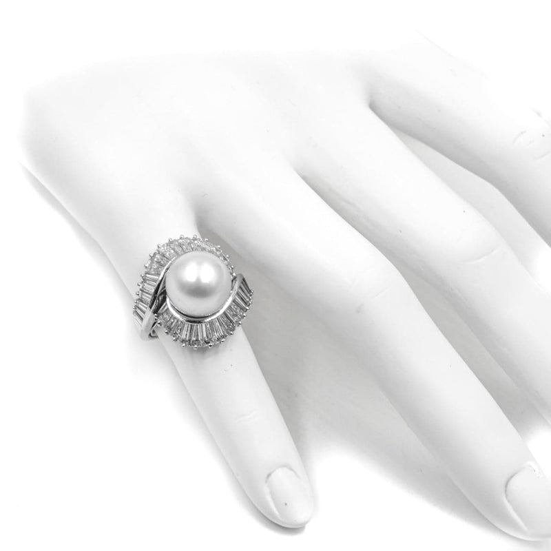 Estate Jewelry - 18K White Gold Pearl and Diamonds Ring | Manfredi Jewels