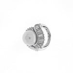 Estate Jewelry - 18K White Gold Pearl and Diamonds Ring | Manfredi Jewels