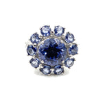 Estate Jewelry - 18k White Gold Sapphire Floral Ring | Manfredi Jewels