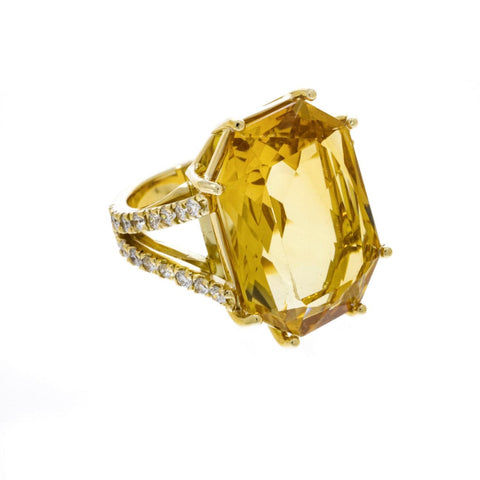 18K Yellow Gold Citrine Ring
