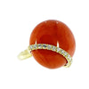 Estate Jewelry - 18K Yellow Gold Coral Diamond Ring | Manfredi Jewels