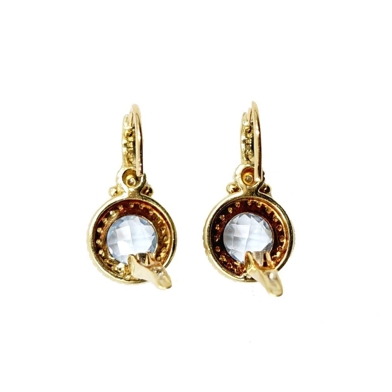 Estate Jewelry - 18K Yellow Gold Diamond and Blue Topaz Earrings | Manfredi Jewels