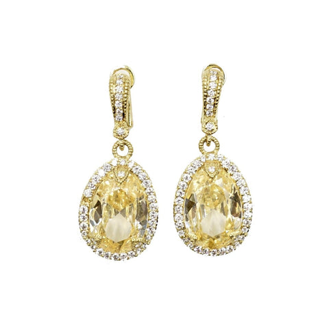 18K Yellow Gold Diamond and Yellow Topaz Earrings