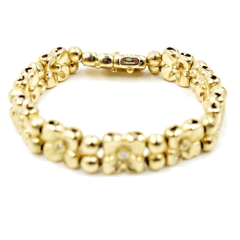 Estate Jewelry - 18K Yellow Gold Diamond Flower Bracelet | Manfredi Jewels