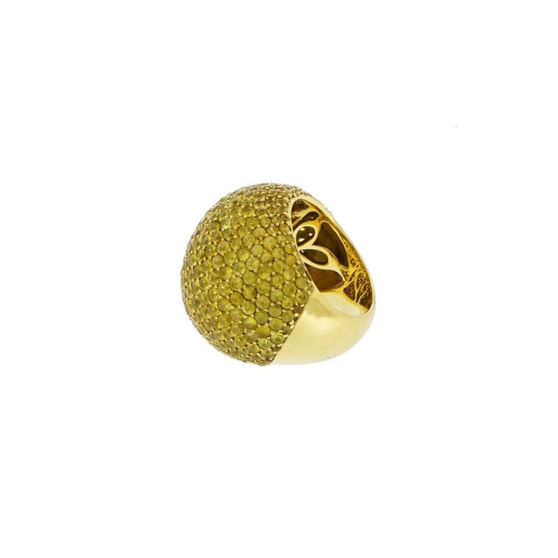 Estate Jewelry Estate Jewelry - 18k Yellow Gold Domed Yellow Sapphire Cocktail Ring | Manfredi Jewels