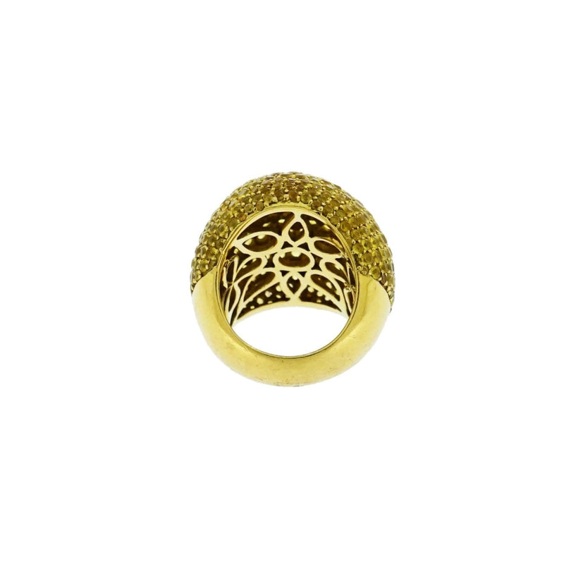 Estate Jewelry - 18K Yellow Gold Domed Sapphire Cocktail Ring | Manfredi Jewels