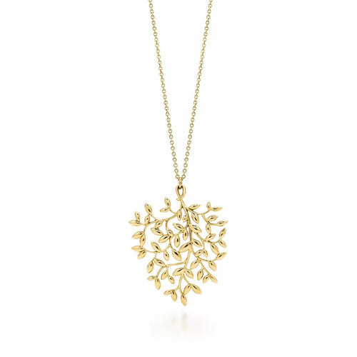 Estate Jewelry - 18K Yellow Gold Olive Branch Tiffany & Co Pendant | Manfredi Jewels