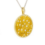 Estate Jewelry - 18K Yellow Gold Round Medal with Diamonds Pendant | Manfredi Jewels