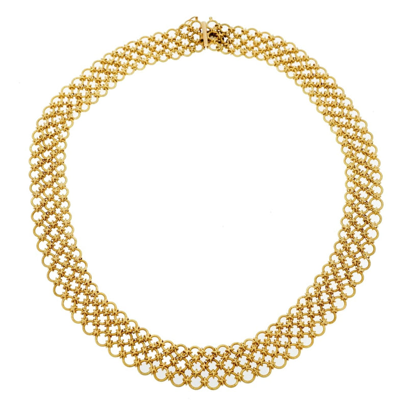 Estate Jewelry - 18K Yellow Gold Wide Mesh Necklace | Manfredi Jewels