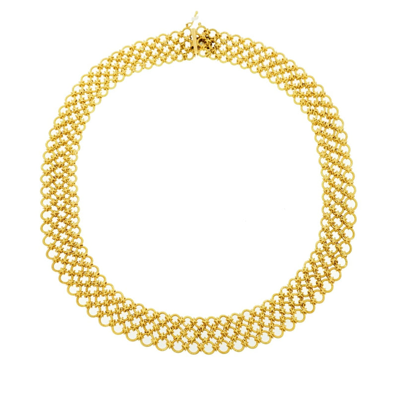 Estate Jewelry - 18K Yellow Gold Wide Mesh Necklace | Manfredi Jewels