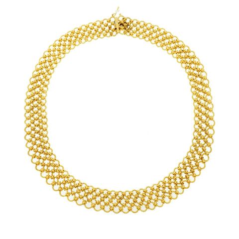 18K Yellow Gold Wide Mesh Necklace