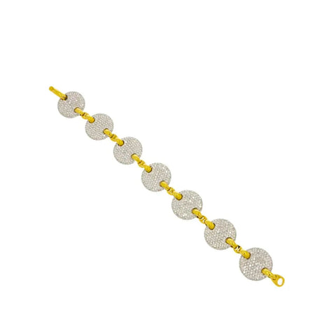 18K Yellow & White Gold Diamond Pave Bracelet