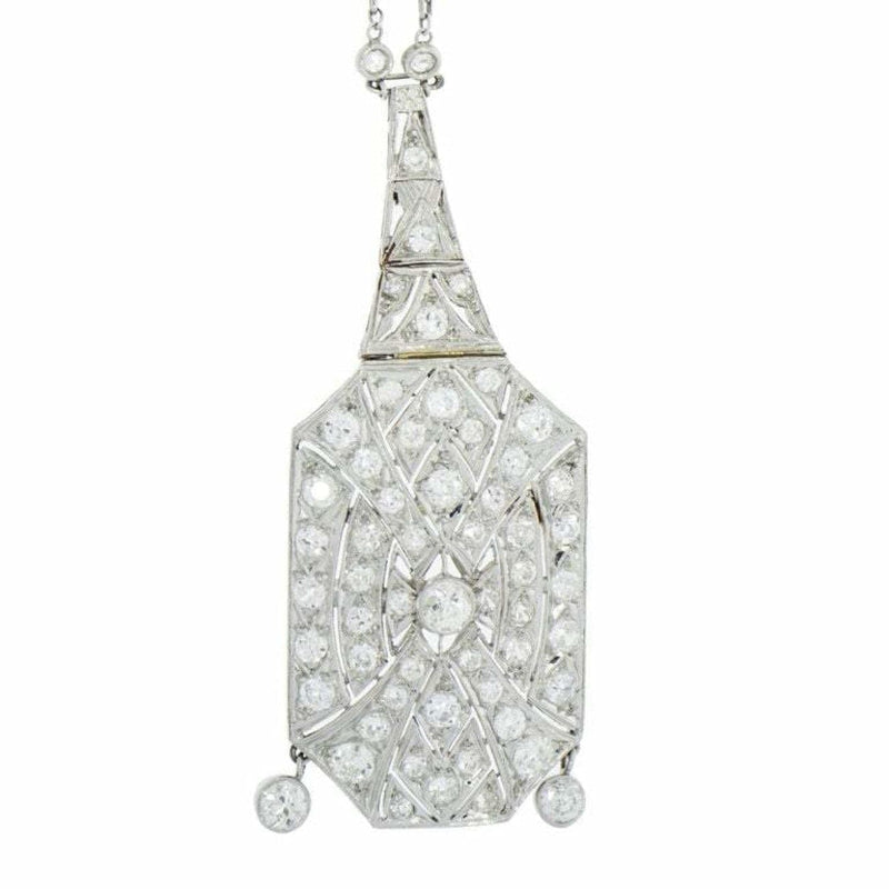 Estate Jewelry - Art Deco Diamond Pendant with Long Necklace | Manfredi Jewels