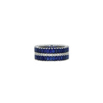 Estate Jewelry - Bagguettes sapphires with 1 center diamond row ring | Manfredi Jewels