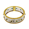 Estate Jewelry - Buccellati 18K White & Yellow Gold Bangle Bracelet with Emeralds | Manfredi Jewels